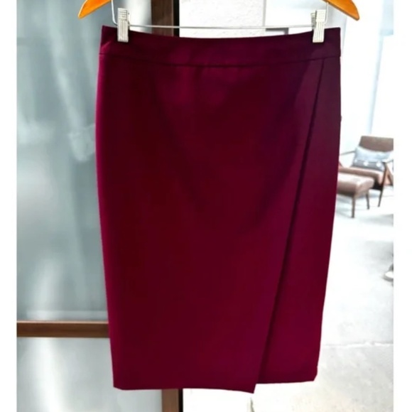 Liz Claiborne Faux Wrap Pencil Skirt - Maroon/Burgundy Size 10 - Picture 2 of 9